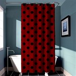 Polka Dots - Black on Maroon Red Shower Curtain 36  x 72  (Stall)