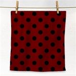 Polka Dots - Black on Maroon Red Face Towel