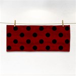 Polka Dots - Black on Maroon Red Hand Towel