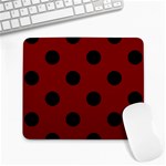 Polka Dots - Black on Maroon Red Large Mousepad