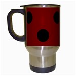 Polka Dots - Black on Maroon Red Travel Mug (Black)