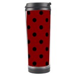 Polka Dots - Black on Maroon Red Travel Tumbler