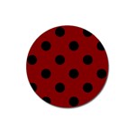 Polka Dots - Black on Maroon Red Magnet 3  (Round)