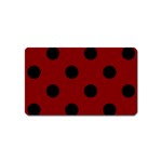 Polka Dots - Black on Maroon Red Magnet (Name Card)