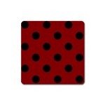 Polka Dots - Black on Maroon Red Magnet (Square)