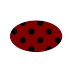 Polka Dots - Black on Maroon Red Sticker Oval (10 pack)