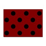 Polka Dots - Black on Maroon Red Sticker A4 (10 pack)