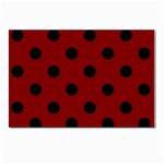 Polka Dots - Black on Maroon Red Postcard 4 x 6  (Pkg of 10)