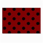 Polka Dots - Black on Maroon Red Postcards 5  x 7  (Pkg of 10)