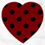 Polka Dots - Black on Maroon Red Jigsaw Puzzle (Heart)
