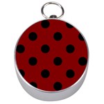 Polka Dots - Black on Maroon Red Silver Compass