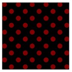 Polka Dots - Maroon Red on Black Large Satin Scarf (Square)