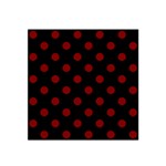 Polka Dots - Maroon Red on Black Satin Bandana Scarf