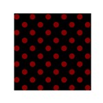 Polka Dots - Maroon Red on Black Small Satin Scarf  (Square)