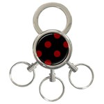 Polka Dots - Maroon Red on Black 3-Ring Key Chain