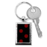 Polka Dots - Maroon Red on Black Key Chain (Rectangle)