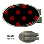 Polka Dots - Maroon Red on Black Money Clip (Oval)
