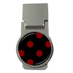 Polka Dots - Maroon Red on Black Money Clip (Round)