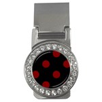 Polka Dots - Maroon Red on Black Money Clip (CZ)