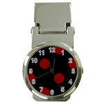 Polka Dots - Maroon Red on Black Money Clip Watch