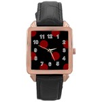 Polka Dots - Maroon Red on Black Rose Gold Leather Watch