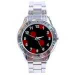Polka Dots - Maroon Red on Black Stainless Steel Analogue Watch