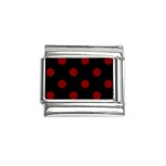 Polka Dots - Maroon Red on Black Italian Charm (9mm)