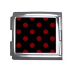 Polka Dots - Maroon Red on Black Mega Link Italian Charm (18mm)