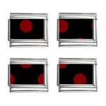 Polka Dots - Maroon Red on Black 9mm Italian Charm (4 pack)