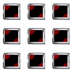 Polka Dots - Maroon Red on Black Mega Link Italian Charm (9 pack)