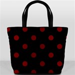Polka Dots - Maroon Red on Black Bucket Bag