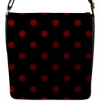 Polka Dots - Maroon Red on Black Flap Closure Messenger Bag (S)