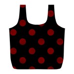 Polka Dots - Maroon Red on Black Full Print Recycle Bag (L)