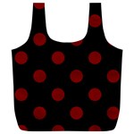Polka Dots - Maroon Red on Black Full Print Recycle Bag (XL)