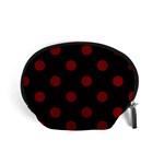 Polka Dots - Maroon Red on Black Accessory Pouch (Small)