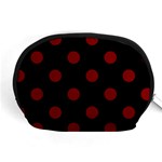 Polka Dots - Maroon Red on Black Accessory Pouch (Medium)