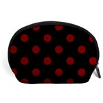 Polka Dots - Maroon Red on Black Accessory Pouch (Large)