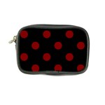 Polka Dots - Maroon Red on Black Coin Purse