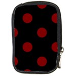Polka Dots - Maroon Red on Black Compact Camera Leather Case