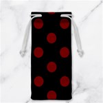 Polka Dots - Maroon Red on Black Jewelry Bag