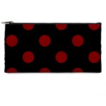 Polka Dots - Maroon Red on Black Pencil Case