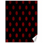 Polka Dots - Maroon Red on Black Canvas 18  x 24 