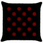 Polka Dots - Maroon Red on Black Throw Pillow Case (Black)