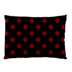 Polka Dots - Maroon Red on Black Pillow Case (One Side)