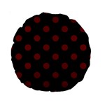 Polka Dots - Maroon Red on Black Standard 15  Premium Round Cushion