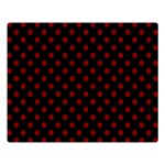 Polka Dots - Maroon Red on Black Double Sided Flano Blanket (Large)