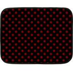 Polka Dots - Maroon Red on Black Fleece Blanket (Mini)