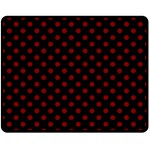 Polka Dots - Maroon Red on Black Double Sided Fleece Blanket (Medium) (Two Sides)