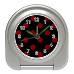 Polka Dots - Maroon Red on Black Desk Alarm Clock