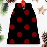 Polka Dots - Maroon Red on Black Bell Ornament (Two Sides)